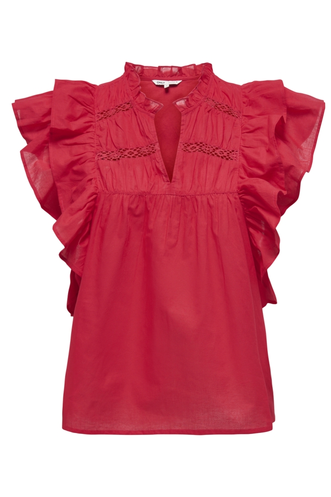 ONLSUNNY LIFE CAPSL FRILL TOP WVN N 15347882 HIGH RISK RED